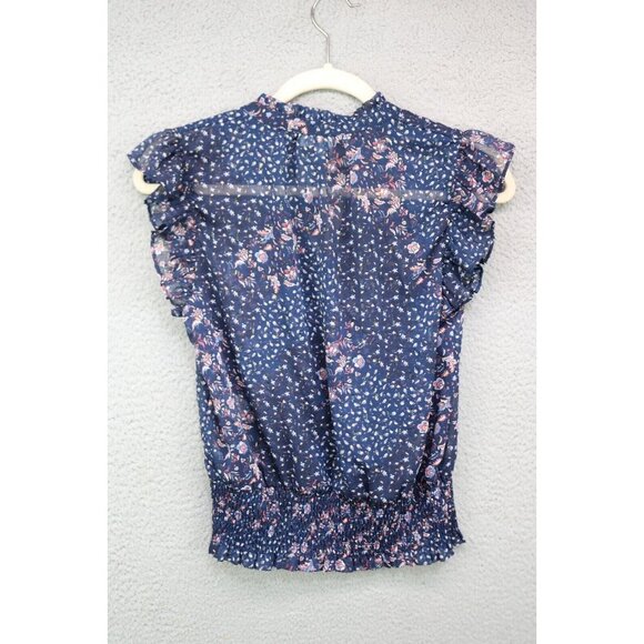 Joie Semi-Sheer Elastic Waist Top-Ruffle Sleeve-S/P-Metallics-Fairy-Cottagecore - Picture 10 of 12